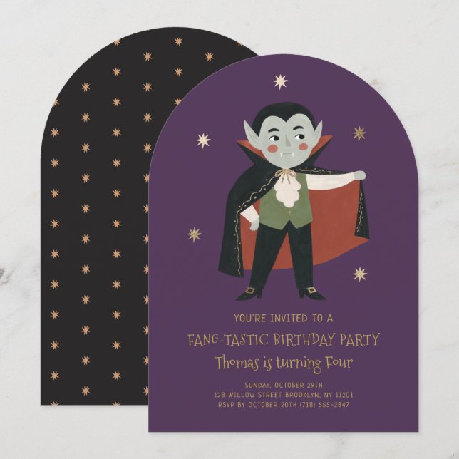 Invitación de cumpleaños de vampiro fantástica (Anverso / Reverso)