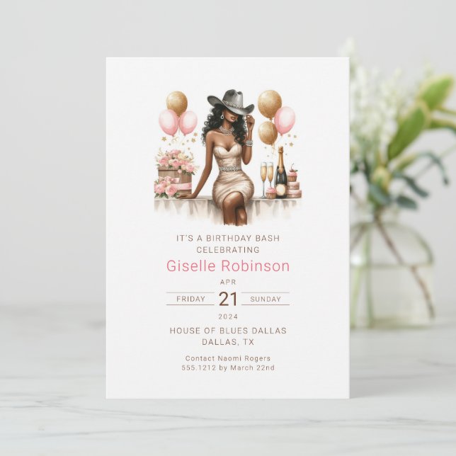 Invitación de cumpleaños de vaquera (Anverso de pie)