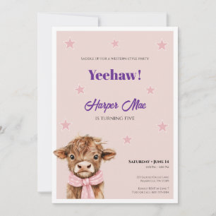 Invitación de cumpleaños de vaquera 5 años Rosa Fi