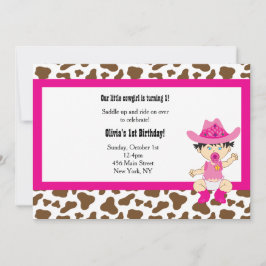 Invitación de cumpleaños de vaquera (asiática)
