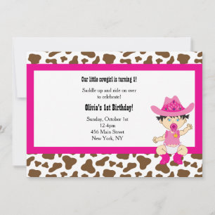 Invitación de cumpleaños de vaquera (asiática)