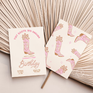 Invitación de cumpleaños de vaquera Botas pequeñas