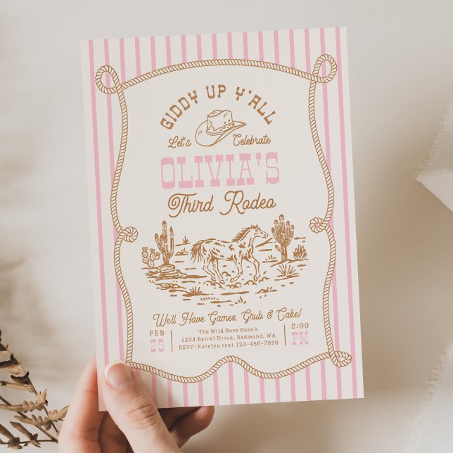 Invitación de cumpleaños de vaquera con cuerda (Subido por el creador)