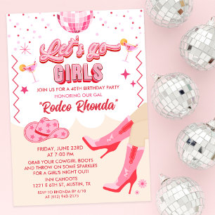 Invitación de cumpleaños de vaquera disco para adu