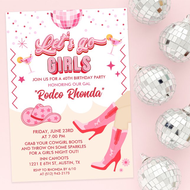 Invitación de cumpleaños de vaquera disco para adu (Subido por el creador)