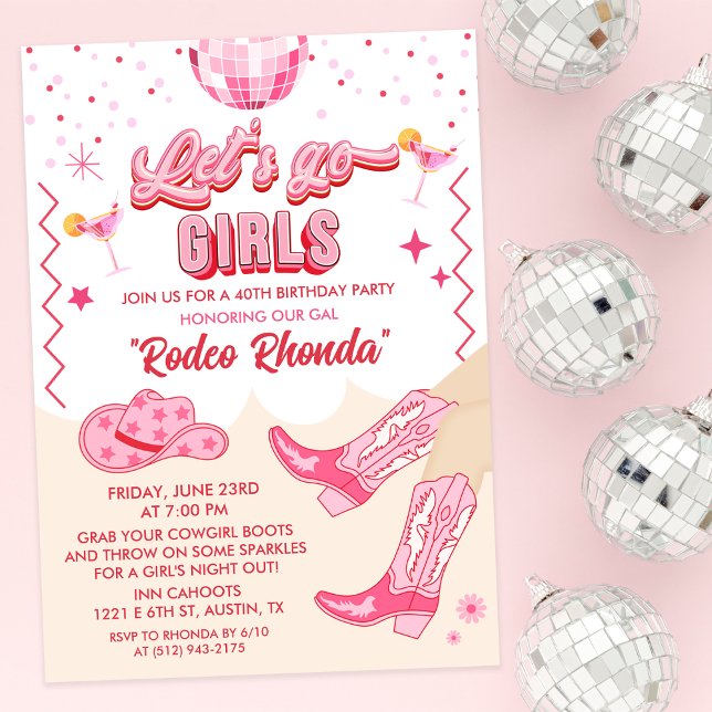 Invitación de cumpleaños de vaquera disco para adu (Subido por el creador)