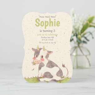 Invitación de cumpleaños de vaquera Moo Moo Moo, g