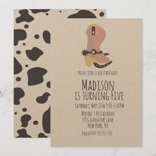 Invitación de cumpleaños de vaquera para cualquier