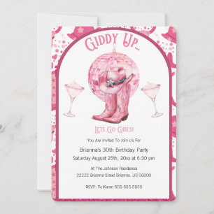 Invitación de cumpleaños de vaquera Pretty Pink &