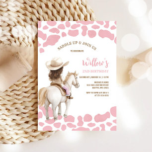 Invitación de cumpleaños de vaquera rosa