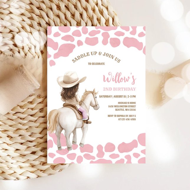 Invitación de cumpleaños de vaquera rosa (Subido por el creador)