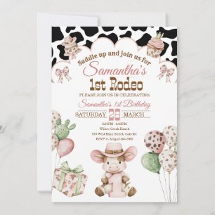 Invitación de cumpleaños de vaquera rosa número 1