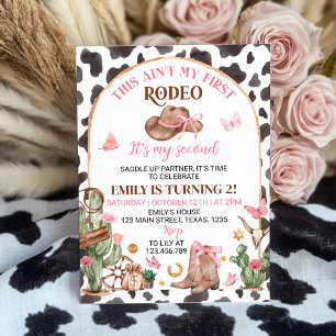 Invitación de cumpleaños de vaquera rosa Second Ro