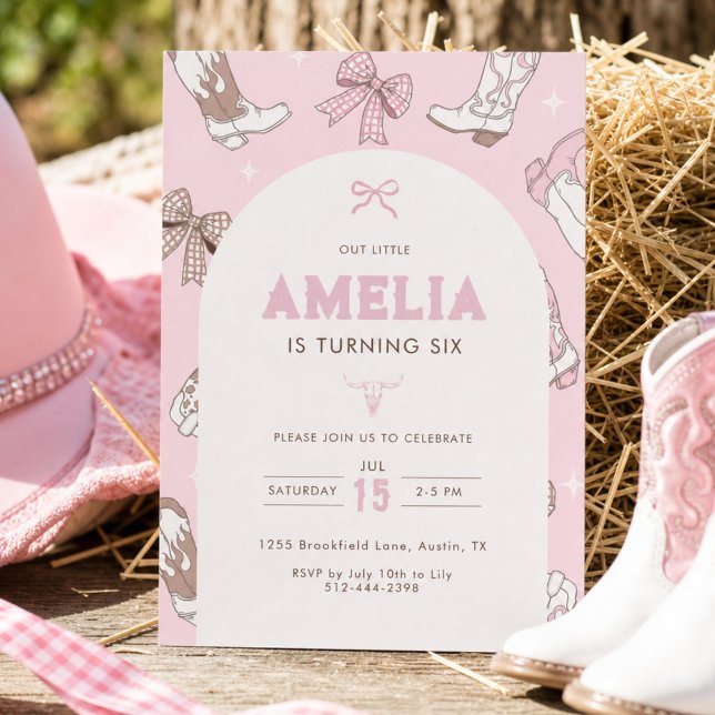 Invitación de cumpleaños de vaquera rosa Western C (Subido por el creador)