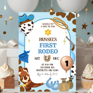 Invitación de cumpleaños de vaquero azul