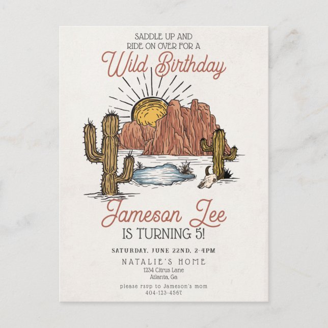 Invitación de cumpleaños de vaquero de rodeo del S (Anverso)
