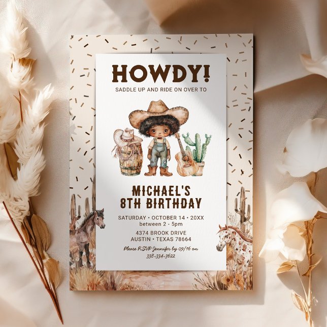 Invitación de cumpleaños de vaquero del Salvaje Oe (Subido por el creador)