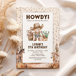 Invitación de cumpleaños de vaquero en el desierto
