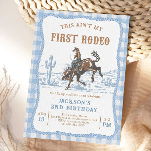 Invitación de cumpleaños de vaquero occidental azu
