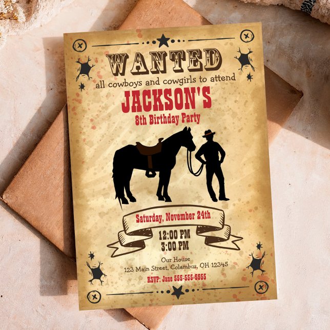 Invitación de cumpleaños de vaquero occidental / c (Subido por el creador)