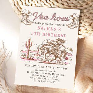 Invitación de cumpleaños de vaquero occidental vin