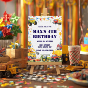Invitación de cumpleaños de vehículo acuarela auto