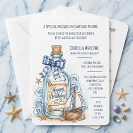 Invitación de cumpleaños de velero con mensaje en