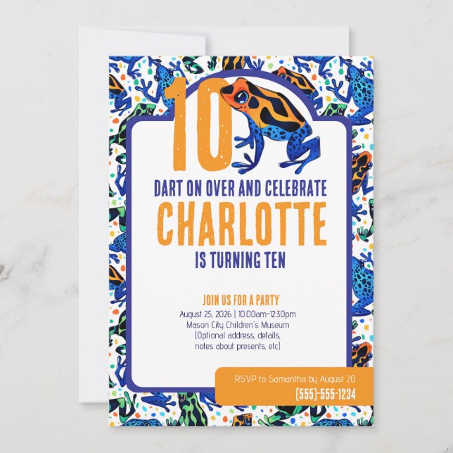 Invitación de cumpleaños de veneno tropical Dart F (Anverso)