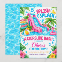 Invitación de cumpleaños de verano Bash Water Slid