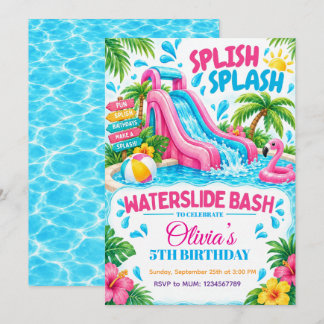 Invitación de cumpleaños de verano Bash Water Slid