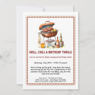 Invitación de cumpleaños de verano BBQ con cerveza