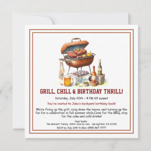 Invitación de cumpleaños de verano BBQ con cerveza