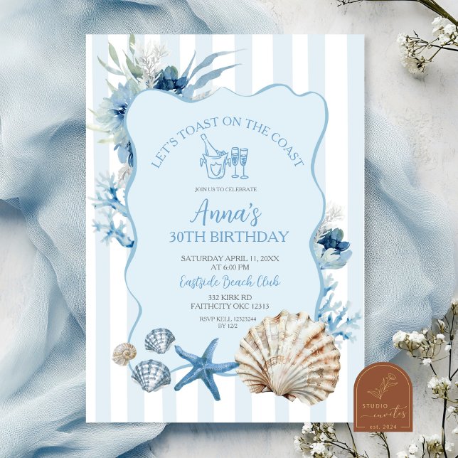Invitación de cumpleaños de verano boho azul coste (Subido por el creador)