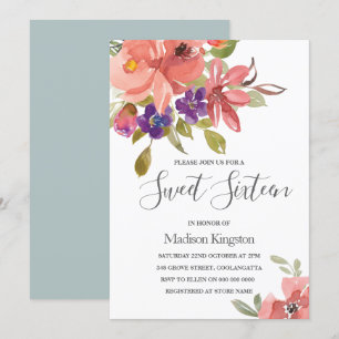 Invitación de cumpleaños de verano con flores de v