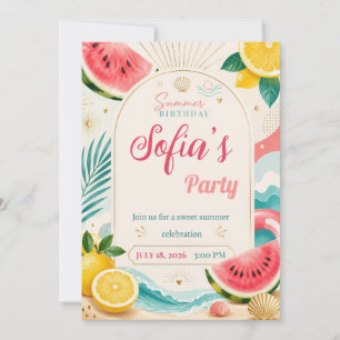 Invitación de cumpleaños de verano con sandía