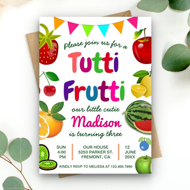 Invitación de cumpleaños de verano Cute Tutti Frut (Subido por el creador)
