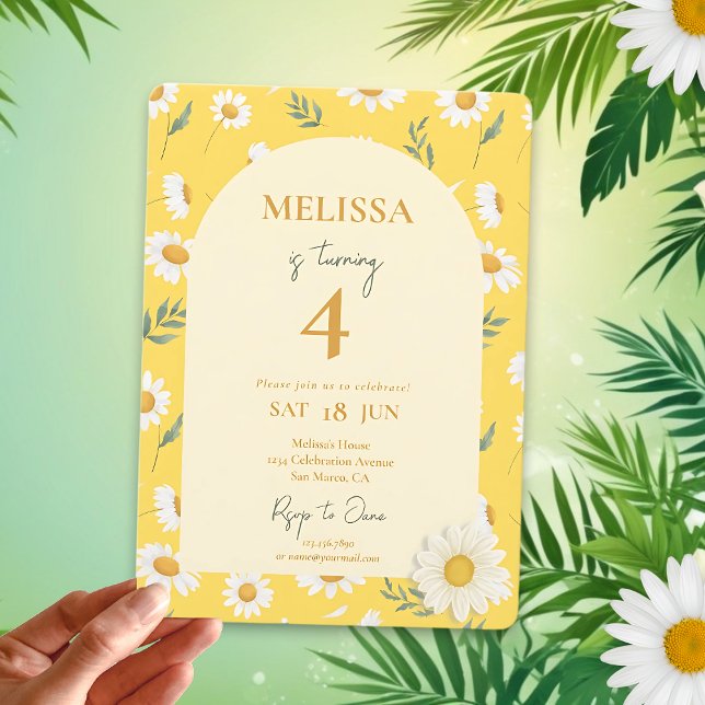Invitación de cumpleaños de verano de Daisy editab (Subido por el creador)
