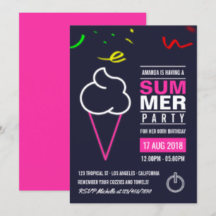 Invitación de cumpleaños de verano de helado de ne