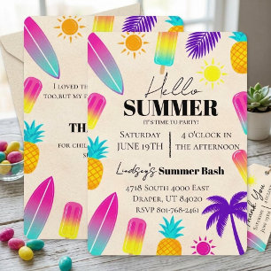 Invitación de cumpleaños de verano de playa tropic