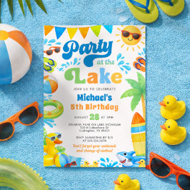 Invitación de cumpleaños de verano en el lago