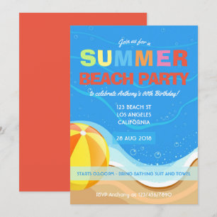 Invitación de cumpleaños de verano en la playa