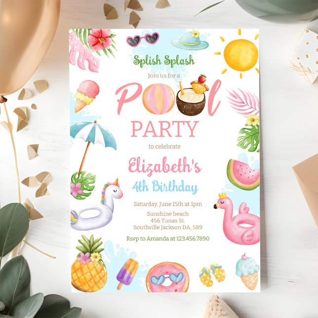 Invitación de cumpleaños de verano en la playa Fie (Subido por el creador)