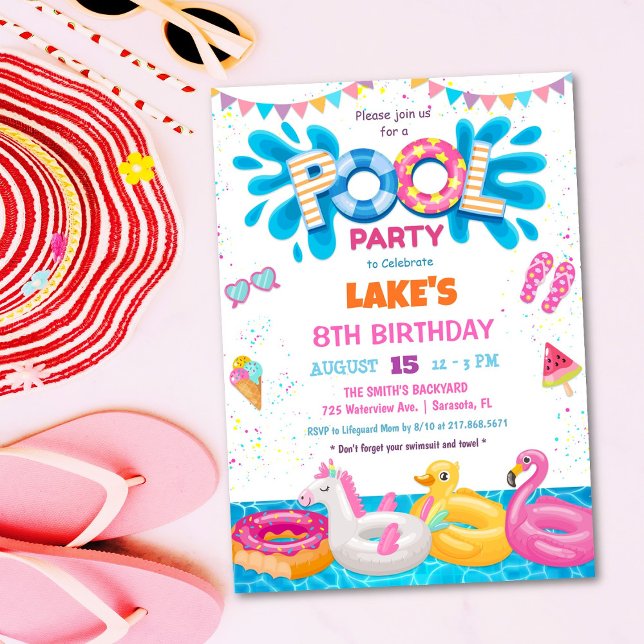Invitación de cumpleaños de verano fiesta en la pi (Subido por el creador)
