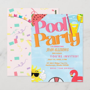 Invitación de Cumpleaños de Verano Fiesta en la Pi