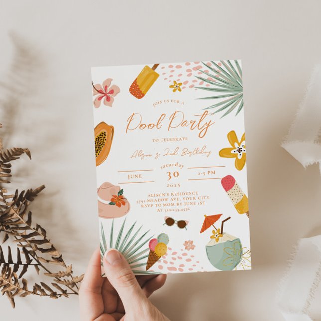 Invitación de Cumpleaños de Verano Fiesta Tropical (Subido por el creador)