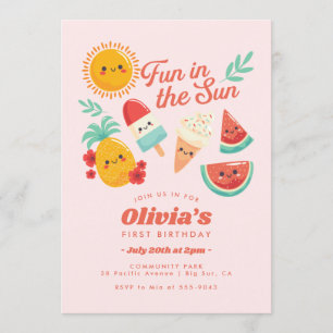 Invitación de cumpleaños de verano lindo