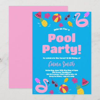 Invitación de cumpleaños de verano para fiesta en
