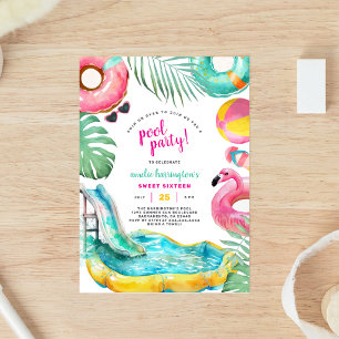 Invitación de cumpleaños de verano para fiesta en 