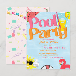 Invitación de cumpleaños de verano para fiesta en