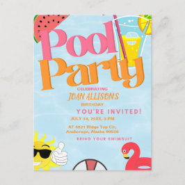 Invitación de cumpleaños de verano para fiesta en